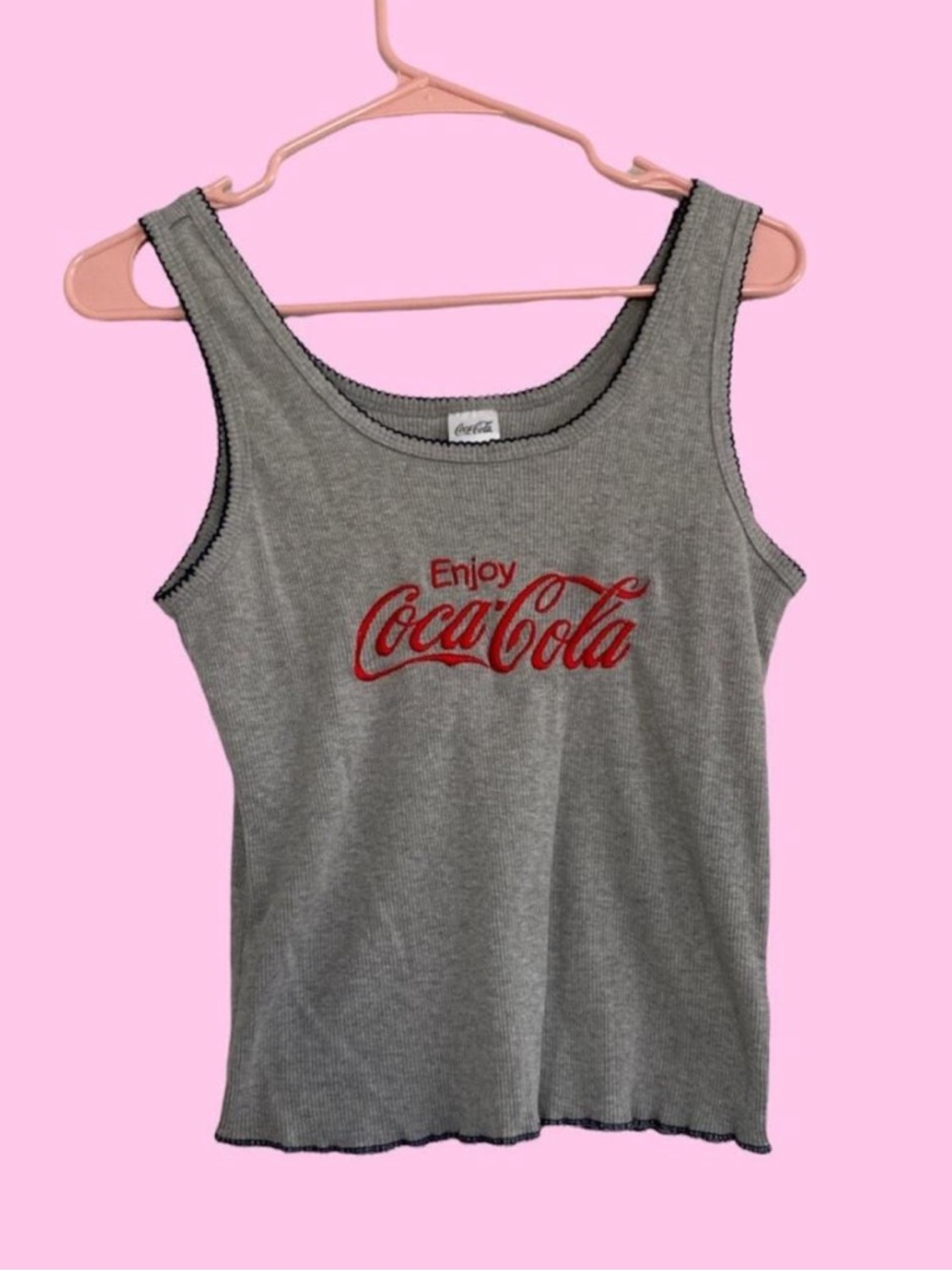 Coca Cola Gray Ribbed Tank with Red Logo - Picture 2 of 4